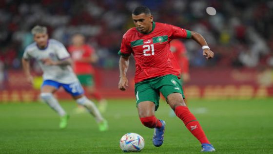 Walid Cheddira of Morocco during the international friendly match between Morocco and Chile played at RCDE Stadium on September 23, 2022 in Barcelona, Spain. (Photo by Colas Buera / Pressinphoto / Icon Sport)