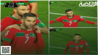 حكيم زياش يغادر الملعب غاضباً بعد استبداله في مباراة تصفيات كأس العالم ضد زامبيا